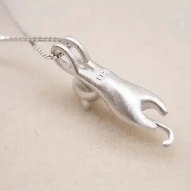 Silver Cat Pendant Necklace Jewelry VIP-Cosmetics