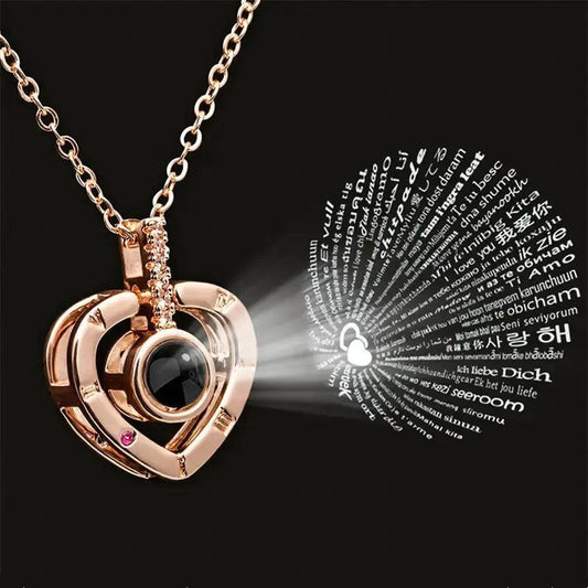 Projection Necklace 100 Languages I Love You Pendant Jewelry VIP-Cosmetics