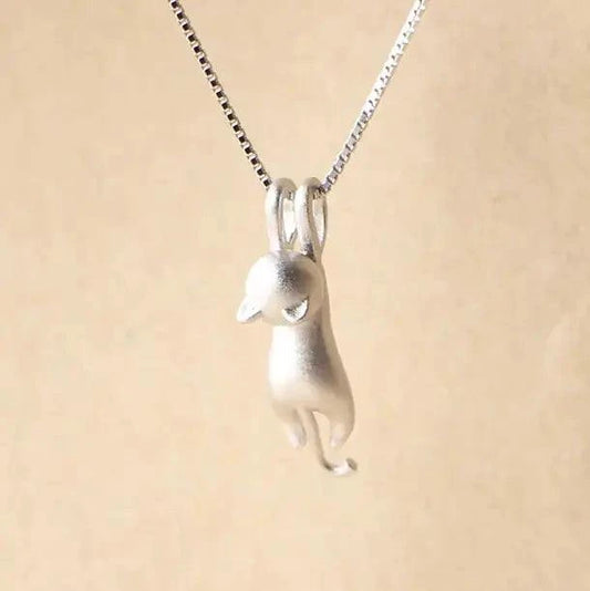 Silver Cat Pendant Necklace Jewelry VIP-Cosmetics